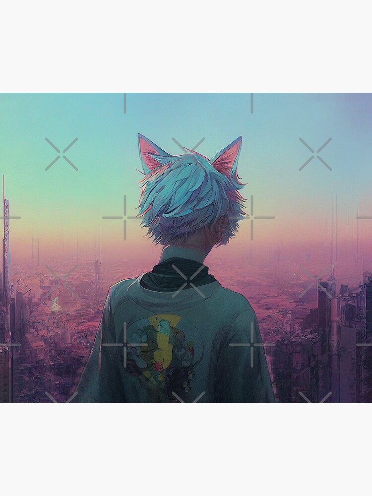 Futuristic anime CatBoy gifts for manga lovers | Sticker