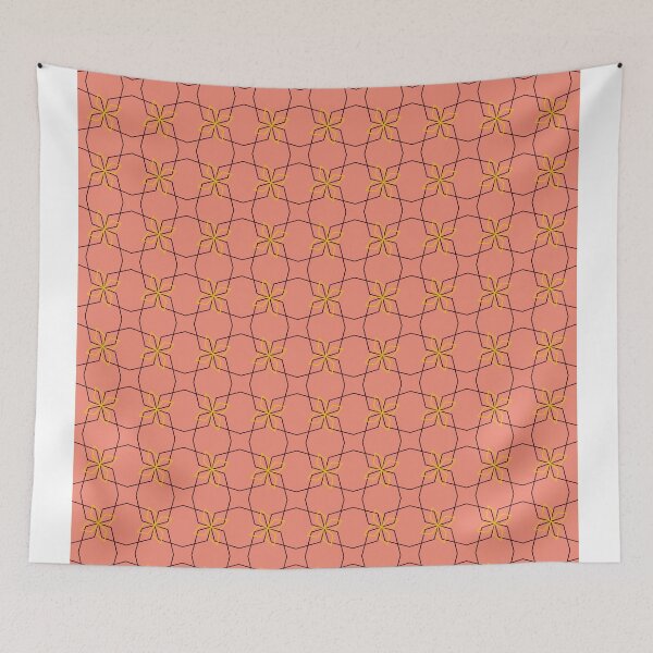 Item preview, abstract yellow flower with pink salmon background designed and sold by CREATINERY.