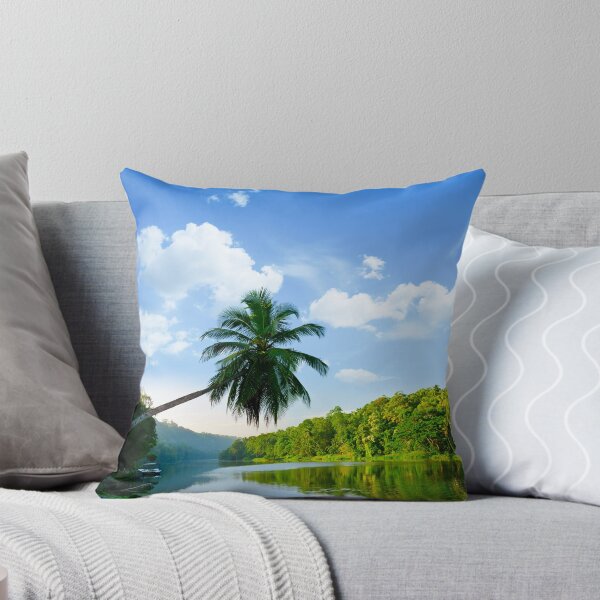 Item preview, picturesque palm tree leans over the tropical river in the early hours designed and sold by Sergieiev.