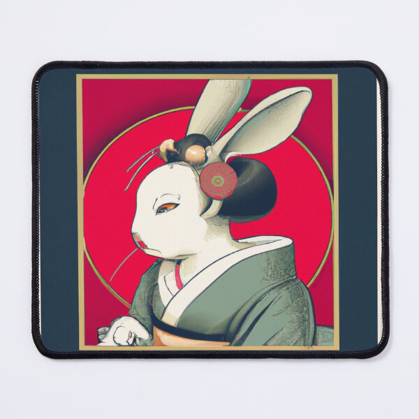 Item preview, Bunny geisha wearing colorful kimono designed and sold by Inalternativ.