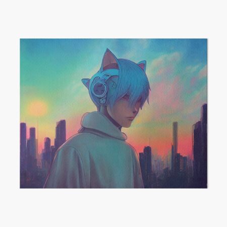 Futuristic anime CatBoy gifts for manga lovers Art Board Print