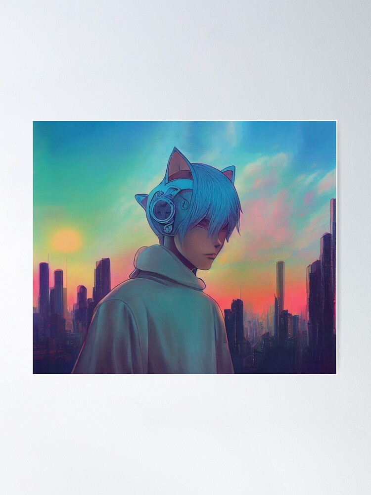 Futuristic anime CatBoy gifts for manga lovers | Poster