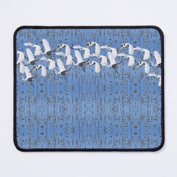 White Egret Landing Mouse Pad