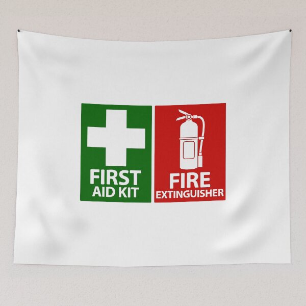 Item preview, Fire Extinguisher First Aid kit Sign Green White Red designed and sold by richter74.