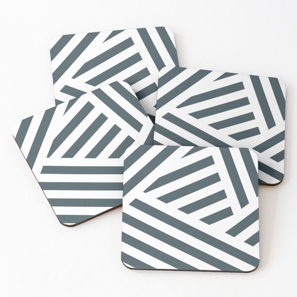 Item preview, Dark Blue White Abstract Stripe Pattern Pairs Valspar 2023 COTY Everglade Deck 5011-3 designed and sold by ColorOfTheYears.