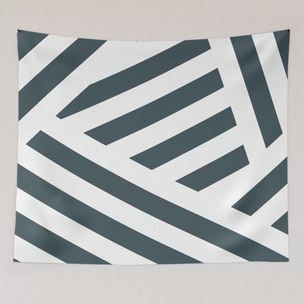 Item preview, Dark Blue White Abstract Stripe Pattern Pairs Valspar 2023 COTY Everglade Deck 5011-3 designed and sold by ColorOfTheYears.
