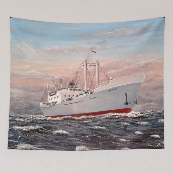 Item preview, CARGO SHIP VAMOS AT SEA designed and sold by Mackenzie Moulton International Artist .