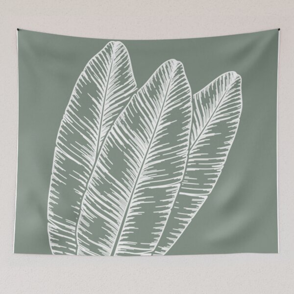 Aperçu de l'œuvre Feuilles de bananier Boho Sage Green Tropical Plant Line Art créée et vendue par AichaShopS.