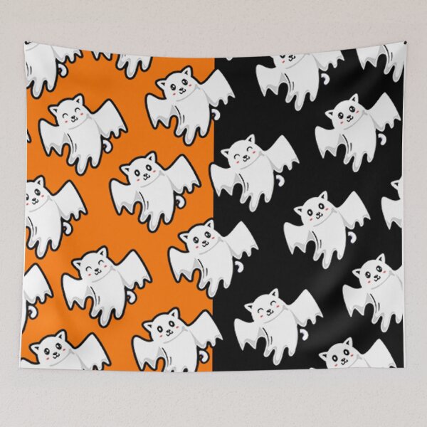 Item preview, Patrón de Halloween de lindos gatos fantasma kawaii en color negro y naranja 2 designed and sold by AichaShopS.