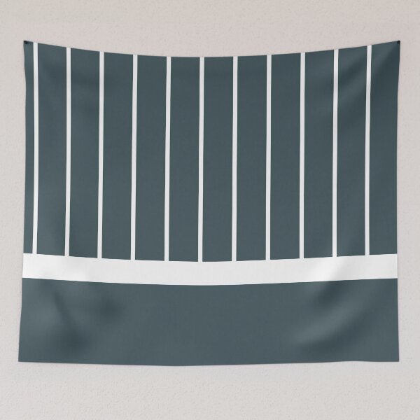 Item preview, Dark Blue White Minimal Modern Stripe Pattern On Solid Pairs Valspar 2023 COTY Everglade Deck 5011-3 designed and sold by ColorOfTheYears.