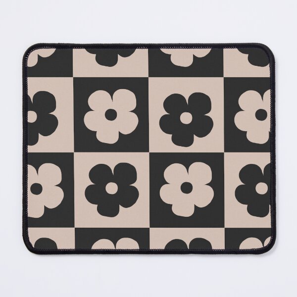 Item preview, Black Checkerboard Daisy Flower Grid Groovy Pattern designed and sold by AichaShopS.