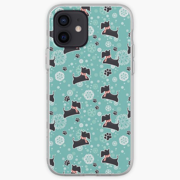 Snowy Scottie Dog Christmas Pattern iPhone Soft Case