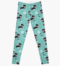 Snowy Scottie Dog Christmas Pattern Leggings