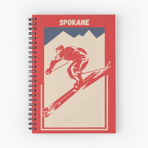 Item preview, Mount Spokane or Mount Baldy in Mead, Selkirk Mountains, Washington State, USA, North America - Vintage Red Ski Poster for Mountain Alpine Skier designed and sold by Vintage-TM.