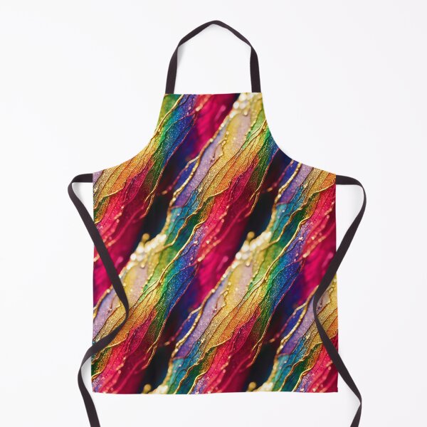 Item preview, Rainbow colors ink design with gold 3d ink accents wavy psychedelic pattern designed and sold by ClairesPatterns.
