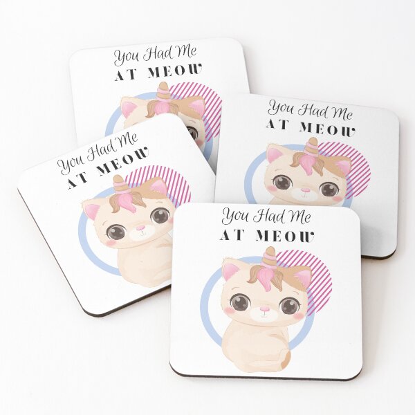 Item preview, You Had Me at Meow - Pink unicat cartoon - unicorn - cat - blue red round background - unicat - cartoon aesthetic - Adorable designed and sold by Mechanical-Artt.