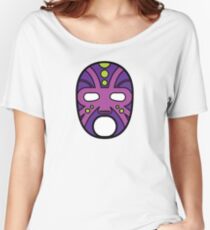 "Lucha Libre" (Free Fight) Mexican Wrestling Mask Purple Women's Relaxed Fit T-Shirt