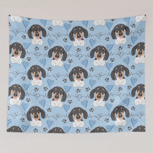Item preview, LOVE White Black Tan Piebald Dachshund Sausage Dog designed and sold by Lulupainting.