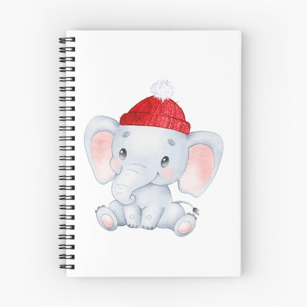 Aperçu de l'œuvre Adorable bébé éléphant en chapeau d'hiver créée et vendue par BuddingRosecom.