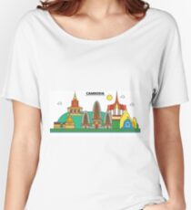 Cambodia, Phnom Penh City Skyline Design Women's Relaxed Fit T-Shirt