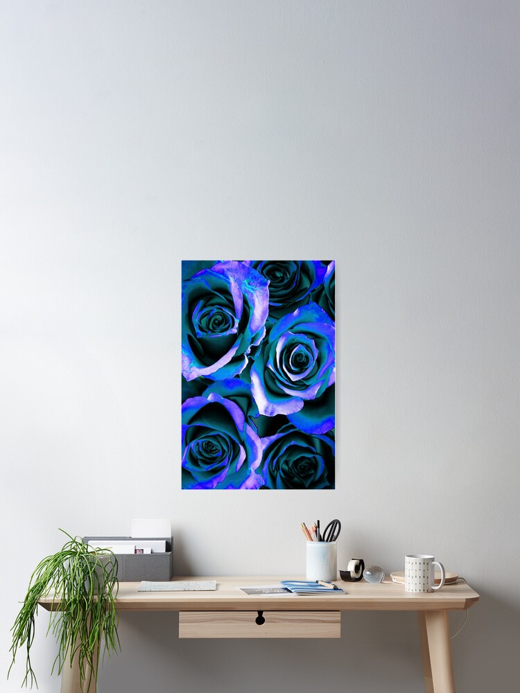 Thumbnail 2 of 3, Poster, Blue Roses designed and sold by cat1932.