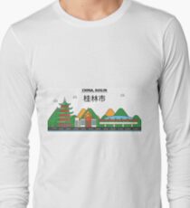 China, Guilin City Skyline Design Long Sleeve T-Shirt
