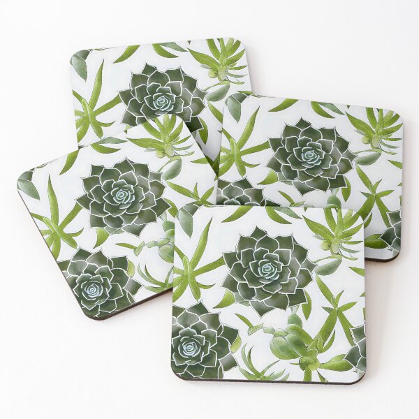 Item preview, Watercolor Succulents on a White Background Watercolor Art designed and sold by ClairesPatterns.