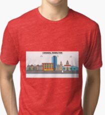 Canada, Hamilton City Skyline Design Tri-blend T-Shirt
