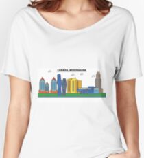 Canada, Mississauga City Skyline Design Women's Relaxed Fit T-Shirt
