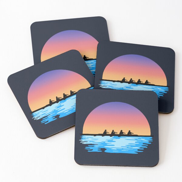 Item preview, Rowing, Crew, Woman Quad Rowing team on water and sunset designed and sold by claudiasartwork.