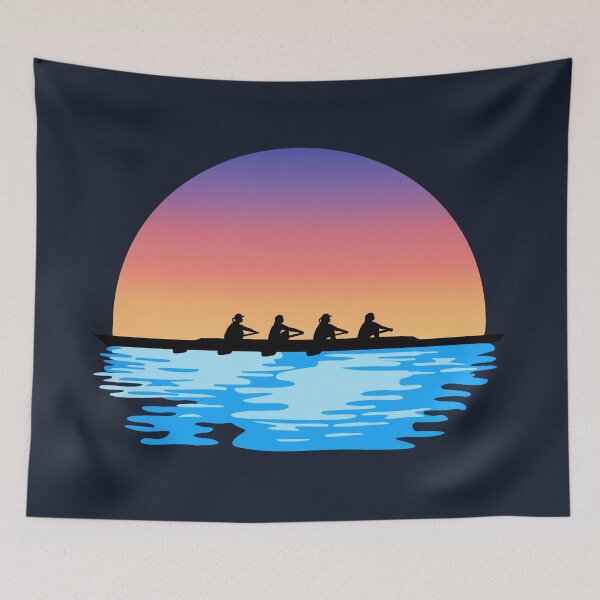 Item preview, Rowing, Crew, Woman Quad Rowing team on water and sunset designed and sold by claudiasartwork.
