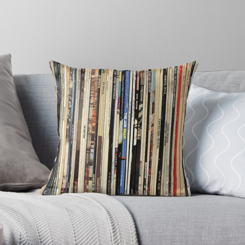 Classic Rock Vinyl Records Throw Pillow
