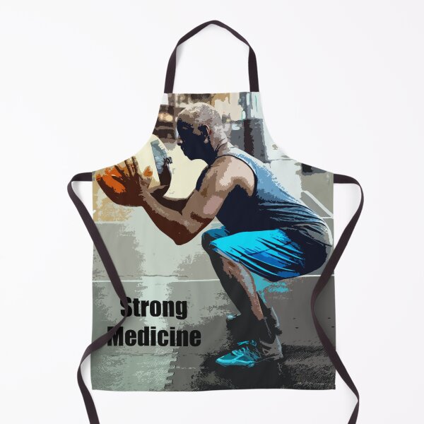 Item preview, Strong Medicine: A man exercising at the gym doing a squat with a Medicine Ball. designed and sold by SomeGuyLou.