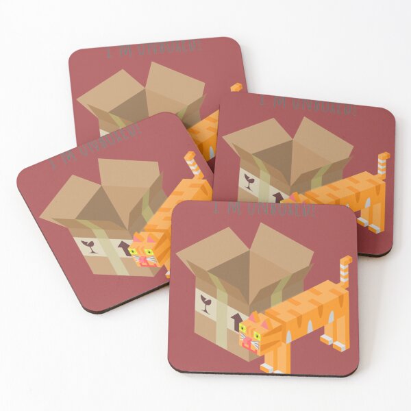 Item preview, A box and a ginger cat in funny boxed design with "I'm unboxed!" text designed and sold by RickSchoen.