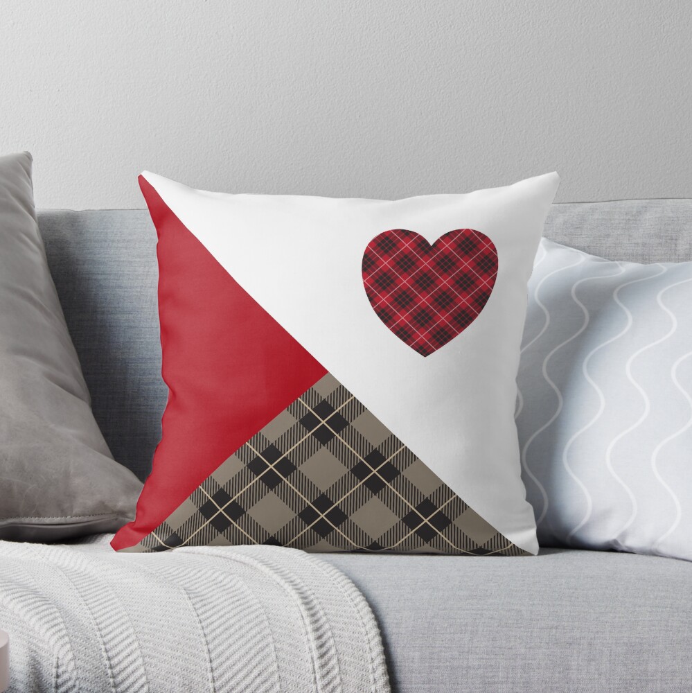 Kiltered Hearts - I Heart Tartan Throw Pillow