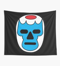 Lucha Libre // Mexican Wrestling Mask Blue with Red Forehead Wall Tapestry