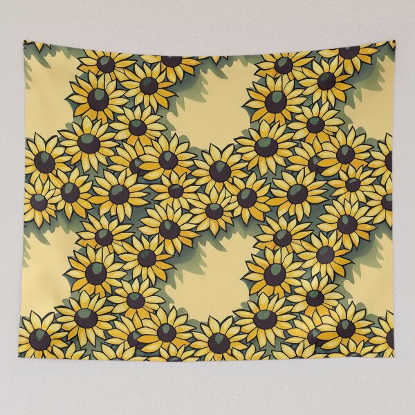 Item preview, Cute Bright Yellow Sunflowers on a Pale Yellow Background designed and sold by ClairesPatterns.