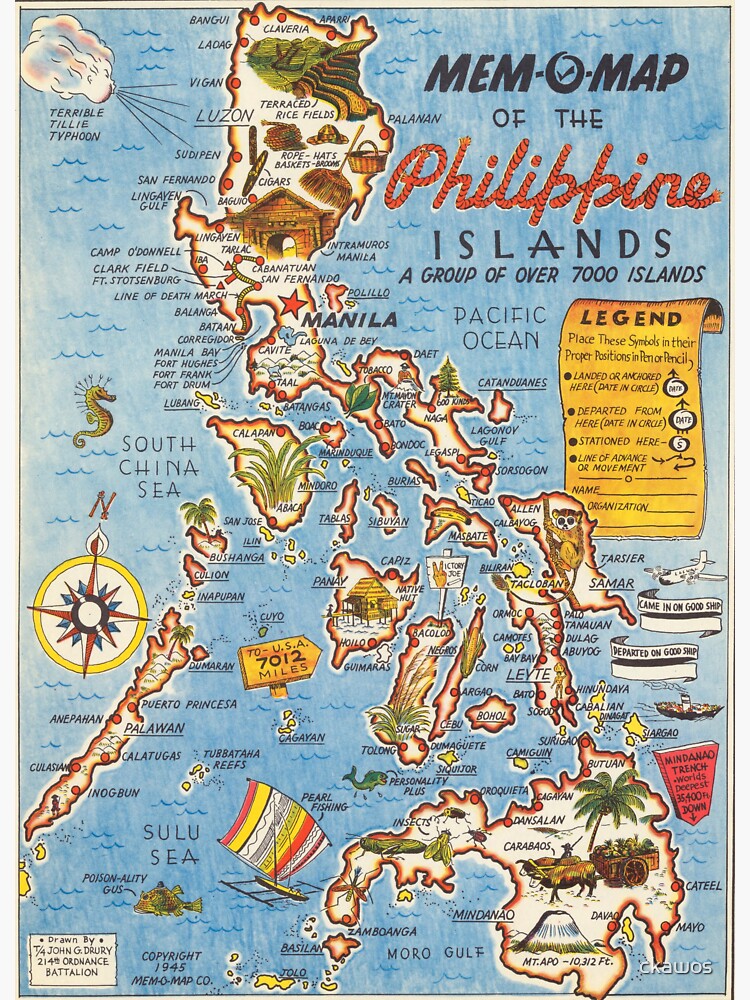 "1945 Map of the Philippines " Sticker for Sale by ckawos | Redbubble