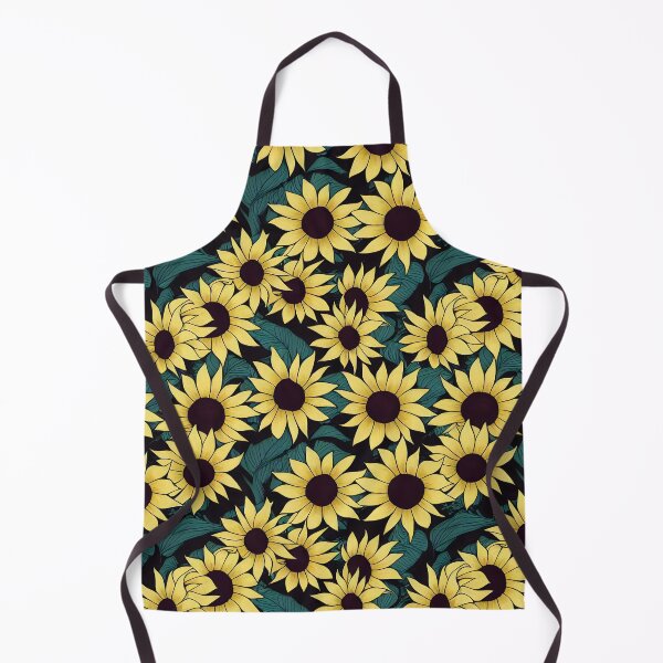 Item preview, Sunny Bright Yellow Sunflowers and Leaves on a Dark Background designed and sold by ClairesPatterns.