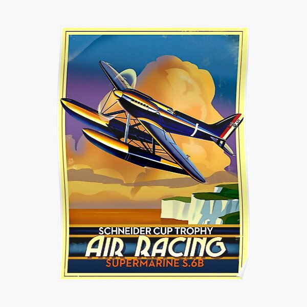 AIR RACING : Vintage Schneider Cup Advertising Print Poster