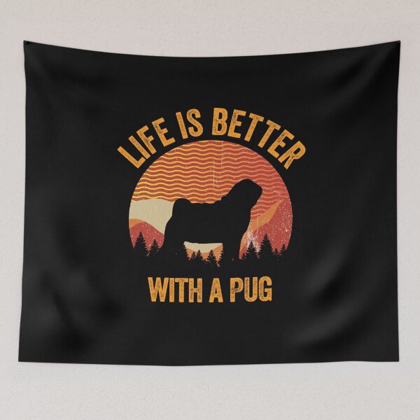 Item preview, Life Is Better With A Pug Wavy Lines Gift designed and sold by Guarddogdrive.