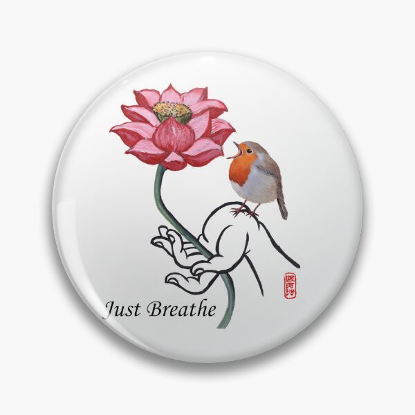 Item preview, Just Breathe, Buddha hand and Robin designed and sold by Roy & Tiffany.
