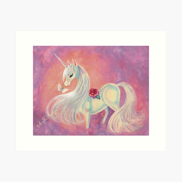 Unicorn In Blush Of Dawn Art Print