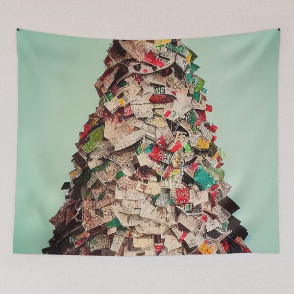 Item preview, Popart Christmas Tree made of Newspaper Snippets designed and sold by XmasPatterns.