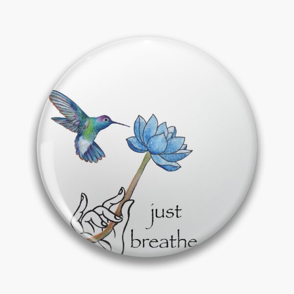 Item preview, Just Breathe, Buddha hand and hummingbird designed and sold by Roy & Tiffany.
