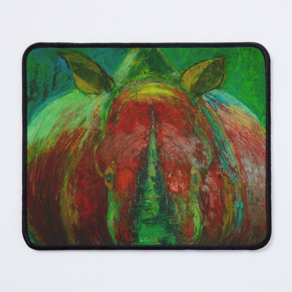 Item preview, Rhino Rhinoceros Green Red Rhino Art designed and sold by tanabe.