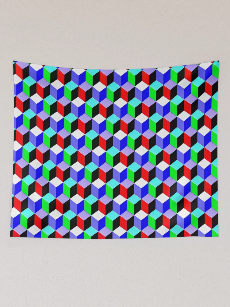 Thumbnail 2 of 3, Tapestry, Color Combination Pattern, Retro Abstract Multi Color Pattern designed and sold by Mr-true-design.