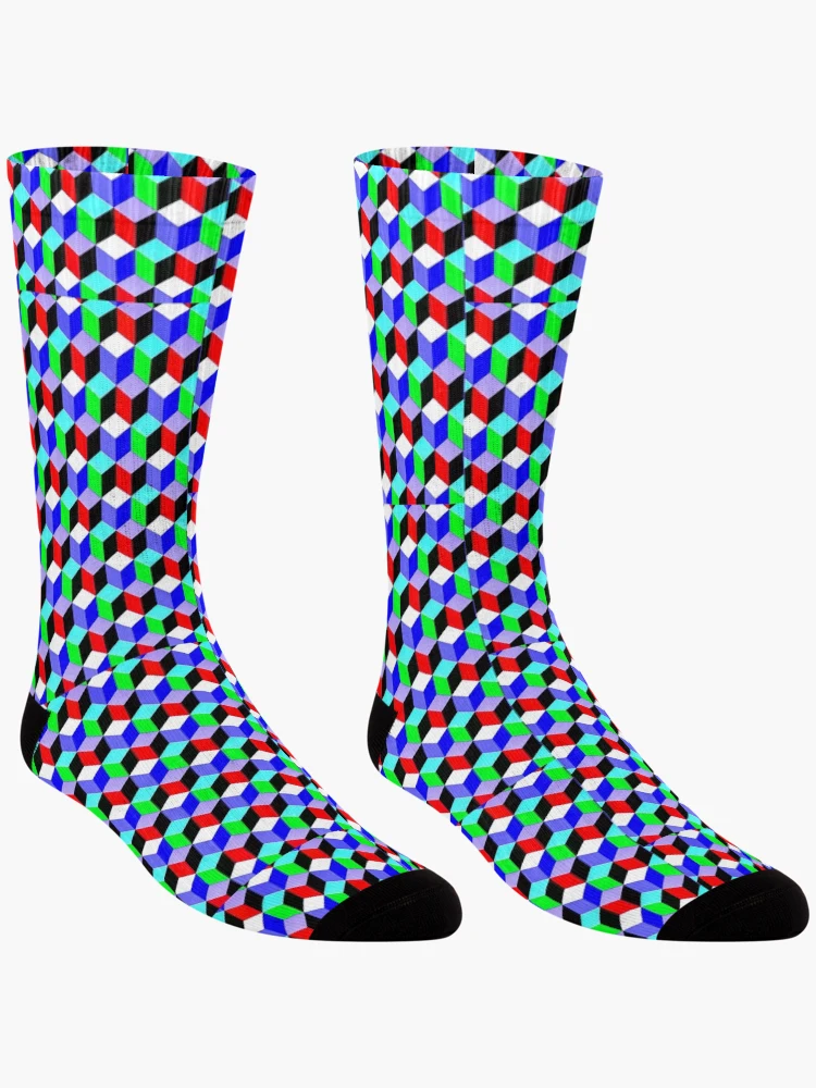 Thumbnail 3 of 5, Socks, Color Combination Pattern, Retro Abstract Multi Color Pattern designed and sold by Mr-true-design.