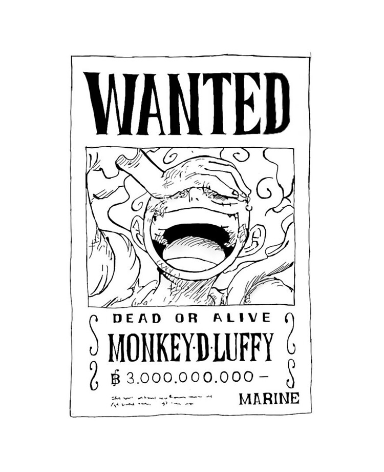Avis de recherche One Piece Luffy gear 5 Nika Wanted