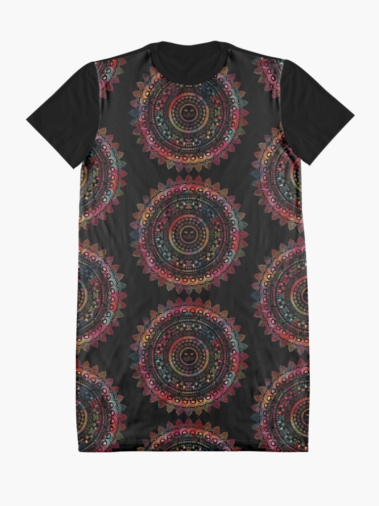 Alternate view of Rainbow Kitty Cat Mandala Graphic T-Shirt Dress
